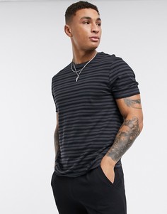 Черная футболка в полоску New Look-Черный