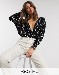 Боди в горошек с запахом и открытой спиной ASOS DESIGN Tall-Мульти