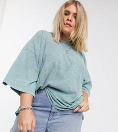 Oversized-футболка с эффектом кислотной стирки и ступенчатым краем ASOS DESIGN Curve-Фиолетовый