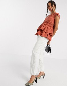 Свободный топ с короткими рукавами River Island-Оранжевый