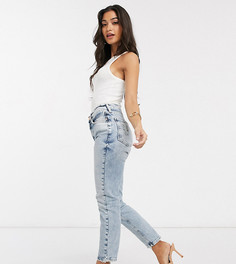 Светлые узкие джинсы с завышенной талией River Island Petite Original-Синий
