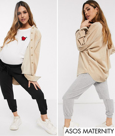 2 пары джоггеров с посадкой под животом ASOS DESIGN Maternity - СКИДКА-Мульти