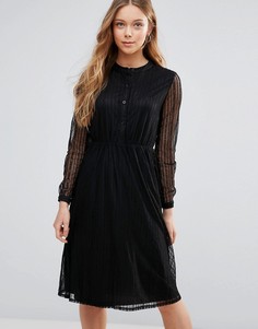 Кружевное платье-рубашка Yumi-Черный