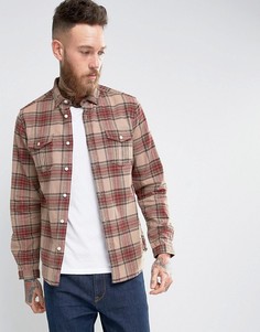 Рубашка навыпуск в клетку с двумя карманами ASOS DESIGN-Коричневый