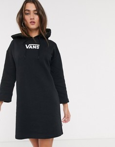 Черное платье-худи с логотипом Vans-Черный