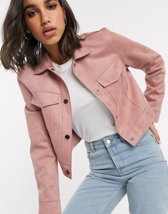 Розовая куртка из искусстенной замши Stradivarius-Розовый
