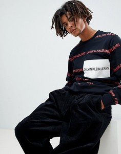 Черный свитшот с принтом логотипа Calvin Klein Jeans