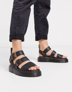 Черные кожаные сандалии на массивной подошве Dr Martens Gryphon Quad-Черный