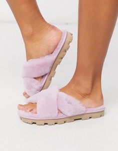 Лавандовые слиперы с пушистыми перекрещенными ремешками UGG-Фиолетовый