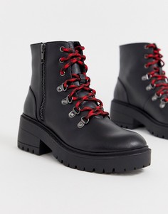Черные кожаные ботинки с 7 парами люверсов Skechers-Черный