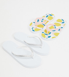 Две пары шлепанцев для широкой стопы Truffle Collection-Мульти