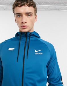 Худи синего цвета с молнией Nike DNA Pack-Синий
