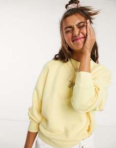 Свободный свитшот с цветочной вышивкой Lazy Oaf-Желтый