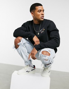 Черный свитшот с принтом по мотивам мультфильма "Том и Джерри" Reebok
