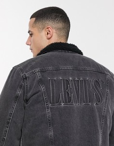 Черная джинсовая куртка с логотипом и подкладкой из искусственного меха Levis 3-Черный Levis®