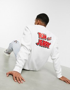 Белый свитшот с принтом по мотивам мультфильма "Том и Джерри" Reebok-Черный