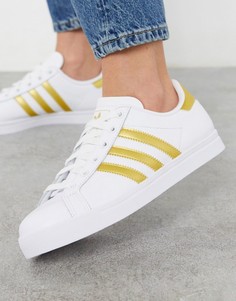 Белые кроссовки с золотистыми полосками adidas originals-Белый
