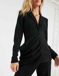 Удлиненный трикотажный пиджак ASOS DESIGN-Черный