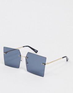Черные квадратные солнцезащитные очки без оправы ASOS DESIGN-Черный