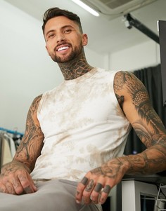 Бежевая майка с принтом тай-дай ASOS DESIGN-Бежевый