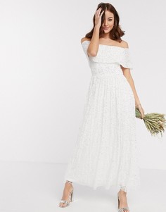 Белое платье мидакси с открытыми плечами Maya Bridesmaid-Белый