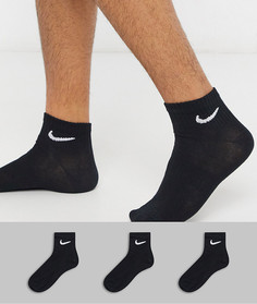 3 пары черных носков до щиколотки Nike Training-Черный
