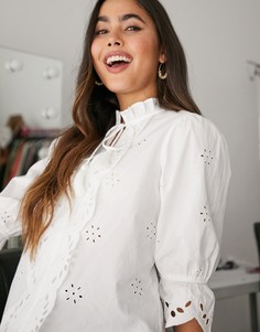Белая блузка с вырезным узором River Island-Белый