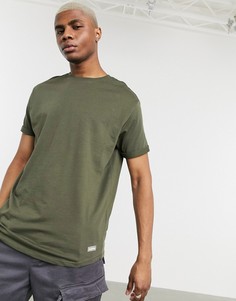 Удлиненная футболка цвета хаки Bershka-Зеленый