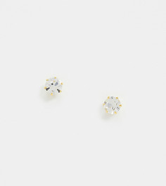 Серебряные позолоченные серьги-гвоздики со стразами ASOS DESIGN-Золотой
