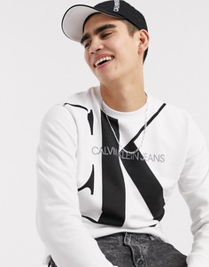 Белый свитшот с логотипом на груди Calvin Klein Jeans