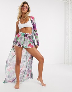 Пляжные шорты с тропическим принтом Missguided-Белый
