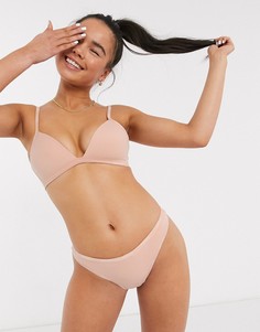 Бежевый бюстгальтер с треугольными слегка уплотненными чашечками Calvin Klein