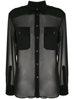 Polo Ralph Lauren sheer chest-pocket blouse
