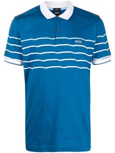 BOSS полосатая рубашка-поло с логотипом
