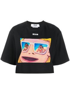 MSGM укороченная футболка оверсайз с принтом