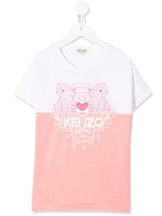 Kenzo Kids двухцветная футболка с принтом Tiger