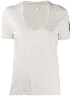 Zadig&Voltaire scoop neck embroidered sleeve T-shirt