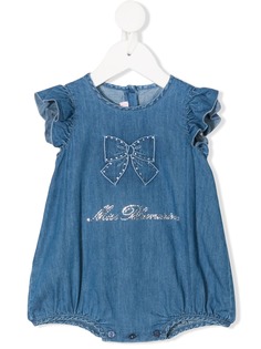 Miss Blumarine logo denim babygrow