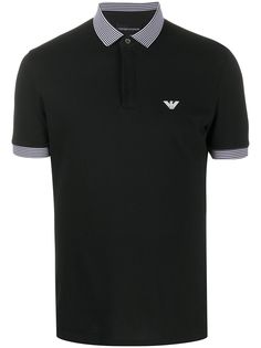 Emporio Armani рубашка-поло с контрастным воротником и логотипом