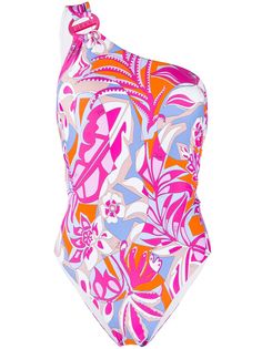 Emilio Pucci купальник на одно плечо с цветочным узором