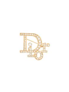 Christian Dior декорированная брошь с логотипом