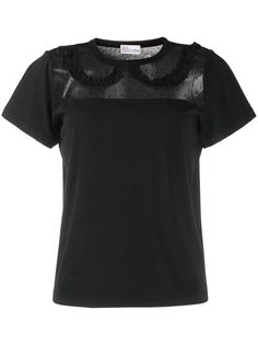 RedValentino топ с оборками на воротнике и вставками