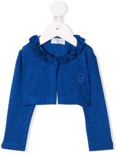 Monnalisa ruffle-trimmed glittered cardigan