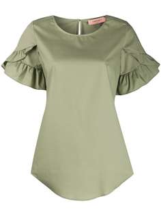 Twin-Set ruffle sleeve curved hem blouse