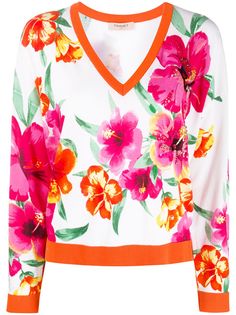 Twin-Set embroidered floral knit jumper