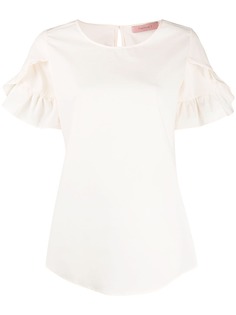 Twin-Set ruffle sleeve curved hem blouse