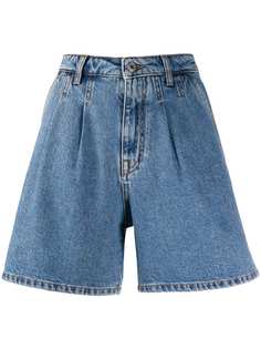 MSGM high-rise pleated A-line denim shorts