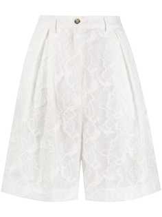 MSGM floral-lace pleated bermuda shorts