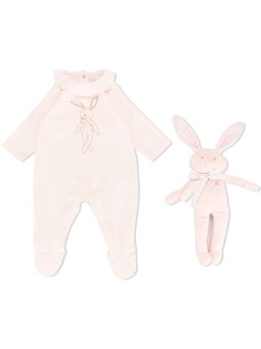 Tartine Et Chocolat ruffle-collar babygrow and bunny toy set