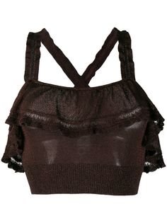 M Missoni ruffle-trimmed knitted top